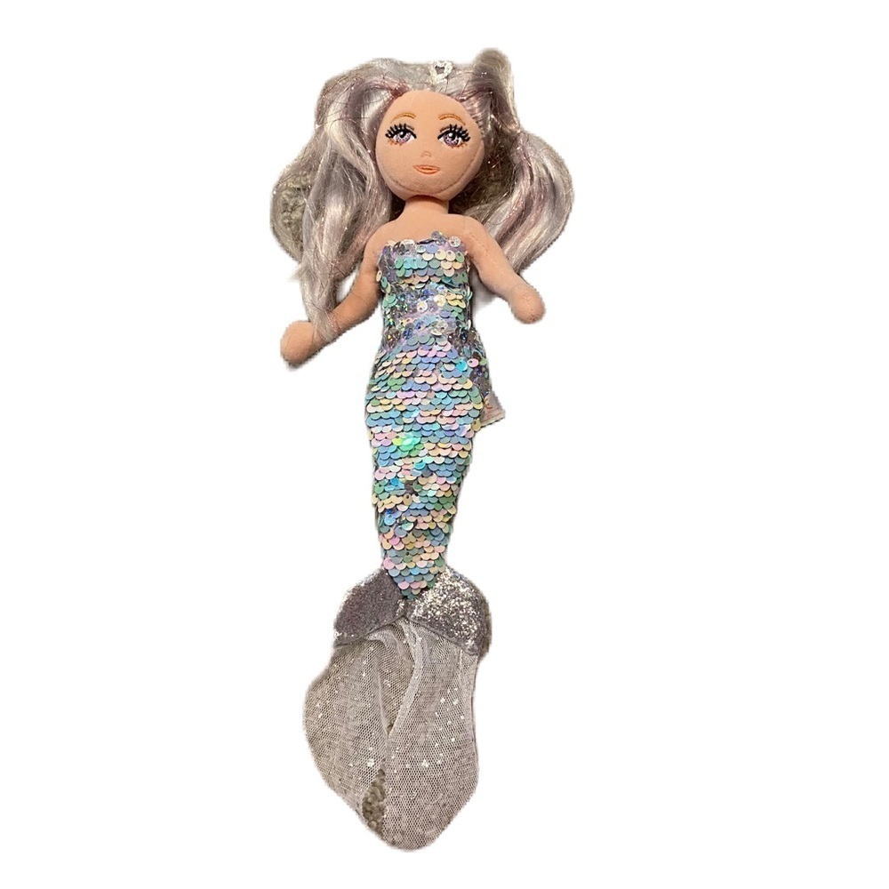 Ty Sequin Plush Mermaid Stuffed Doll Kids Toy Blue Iridescent